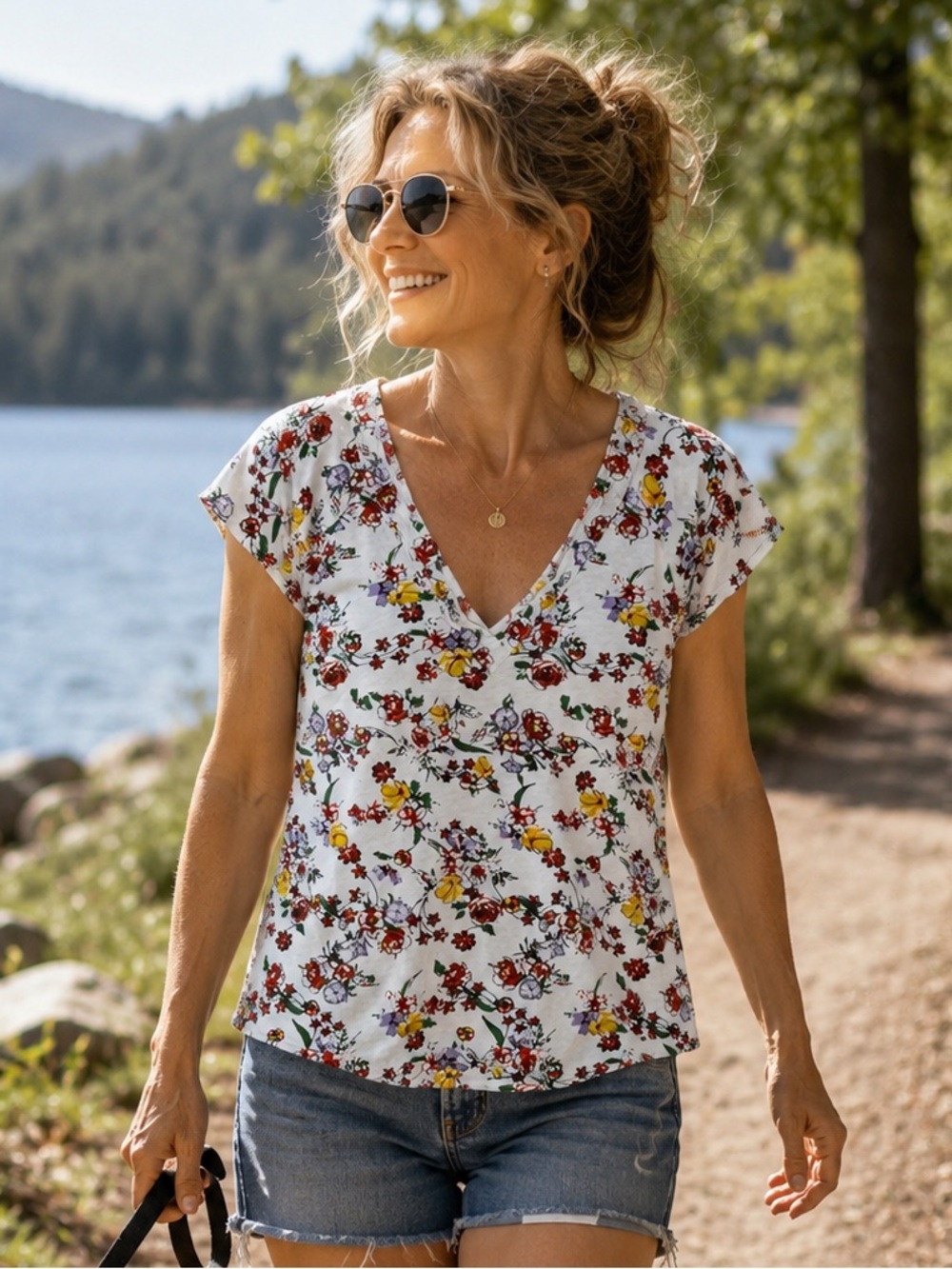 Maeve Floral Flutter Sleeve Top